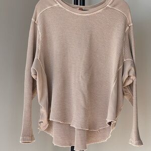 Free People Taupe Waffle Knit oversized shirt